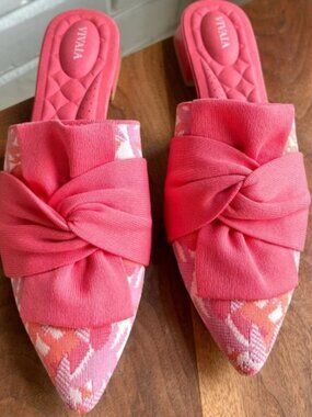 NEW Vivaia Pointed-Toe Knot Sandals (Yaffa Pro) in Coral Tropical 9.5 (41)
